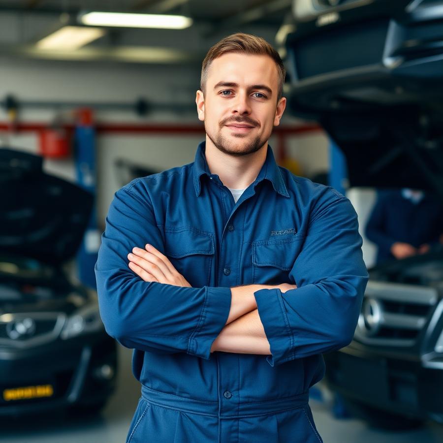 Tru Car Works technician in the repair bay